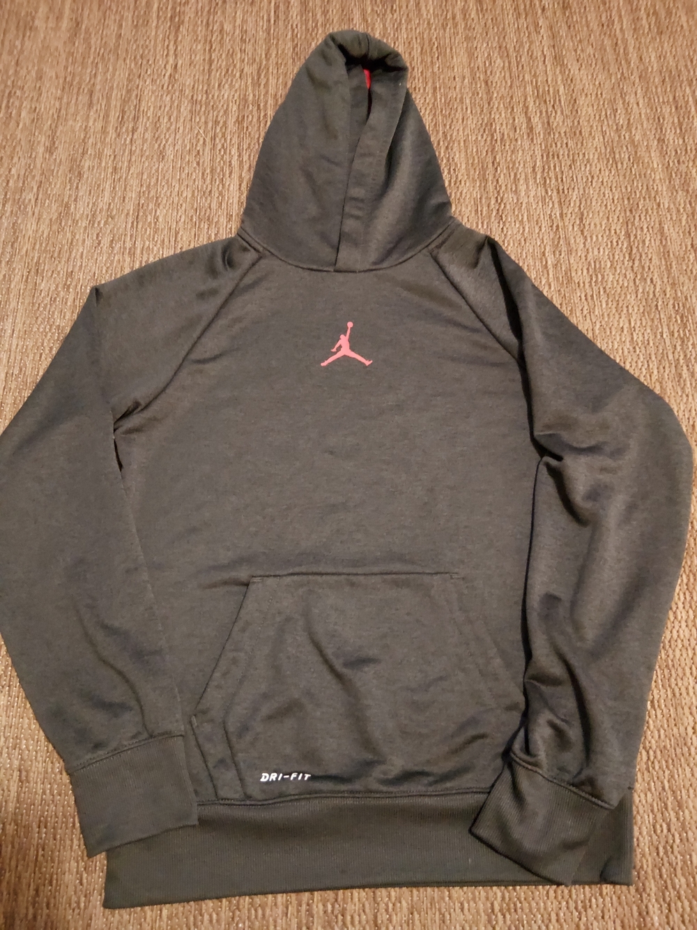 Jordan Boys Gray/black Pullover Hoodie with Red Jumpman